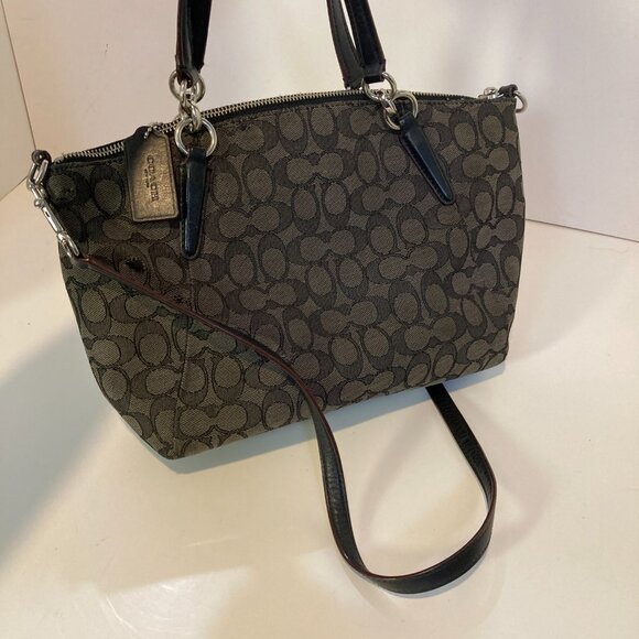 Coach New York Signature Monogram Kelsey Small Shoulder Purse Satchel Bag - Picture 4 of 10